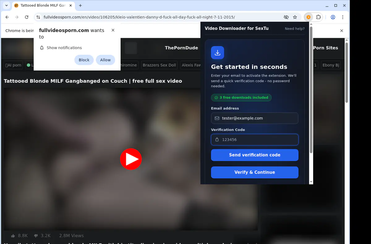 Sextu Video Downloader browser extension screenshot 4